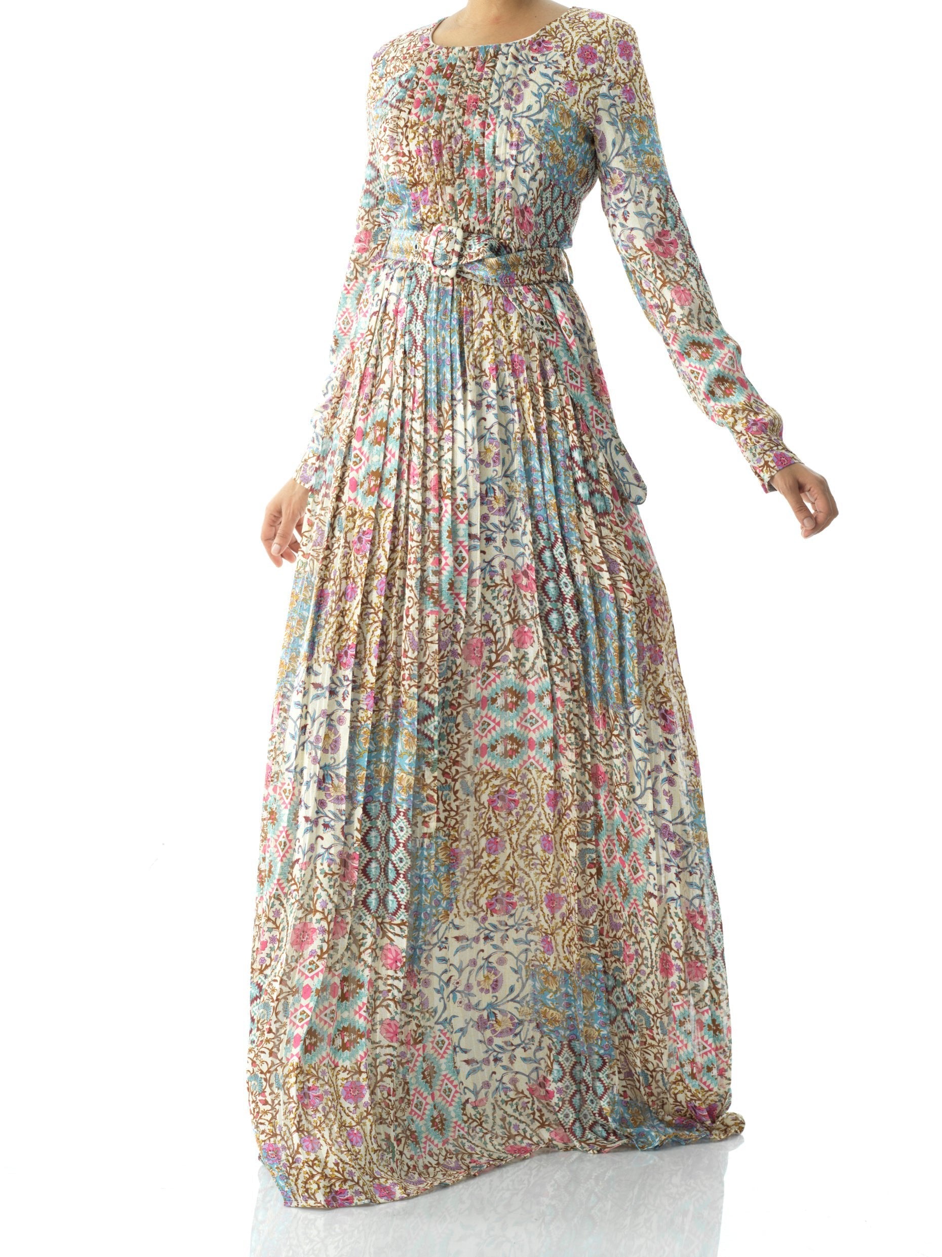 Copy of Fardowsa Abstract print silk chiffon maxi dress Kabayare