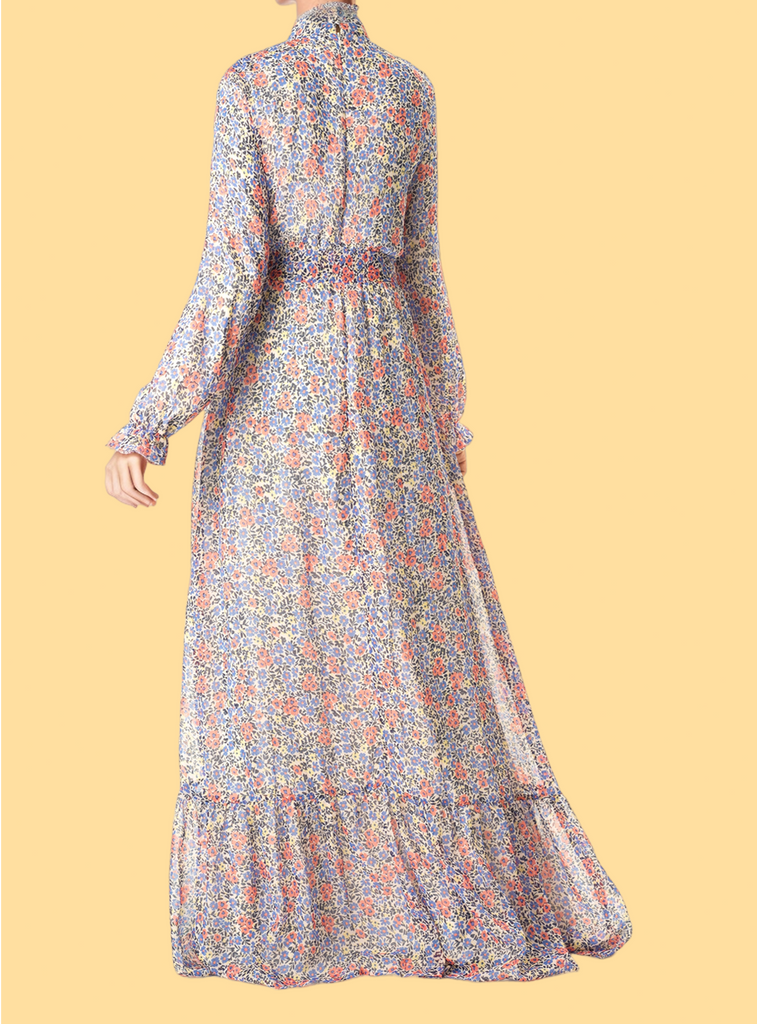 Coral orchid florals Maxi dress Kabayare