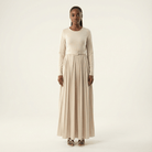 Cream pleated ponti di roma maxi dress Kabayare