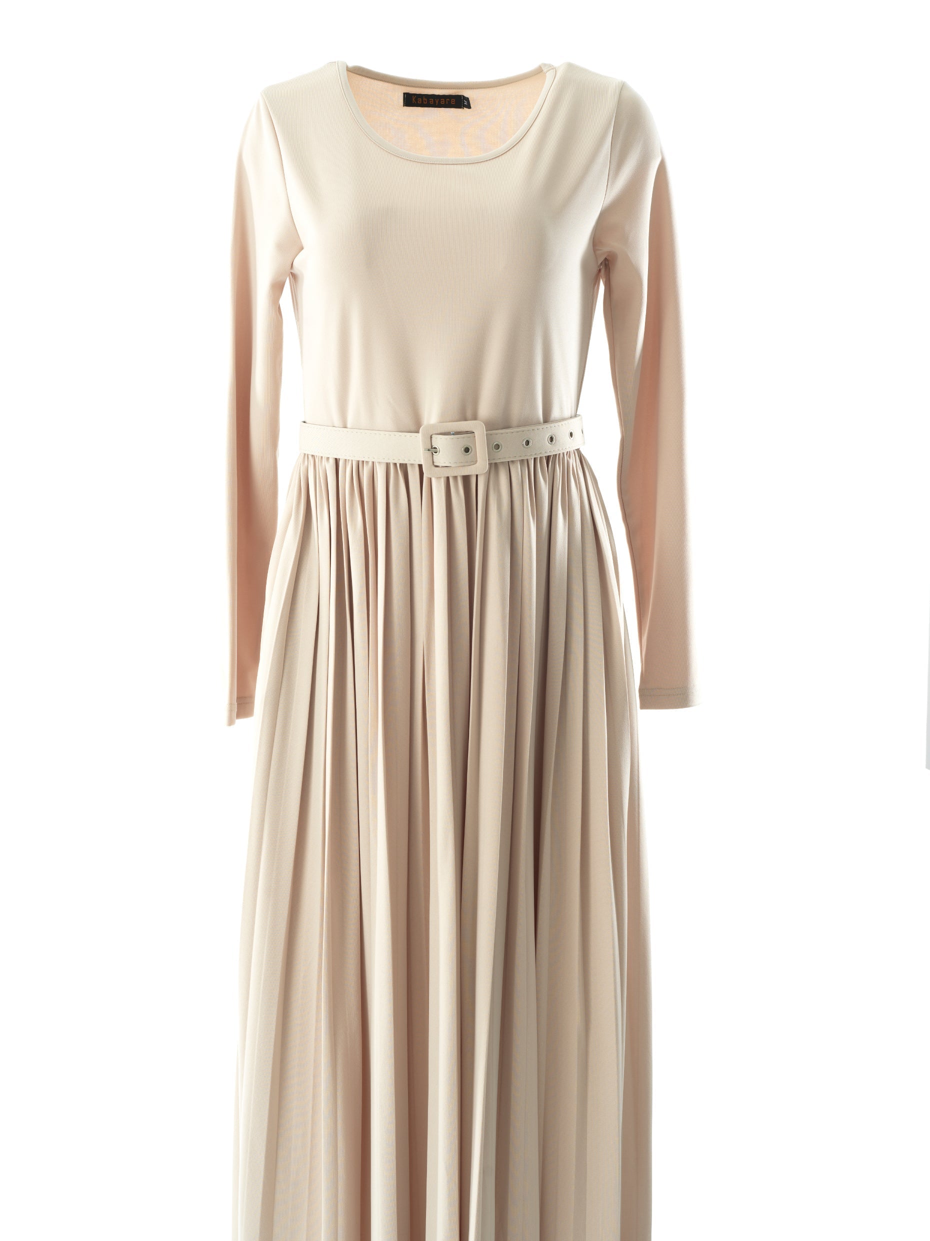 Cream pleated ponti di roma maxi dress Kabayare