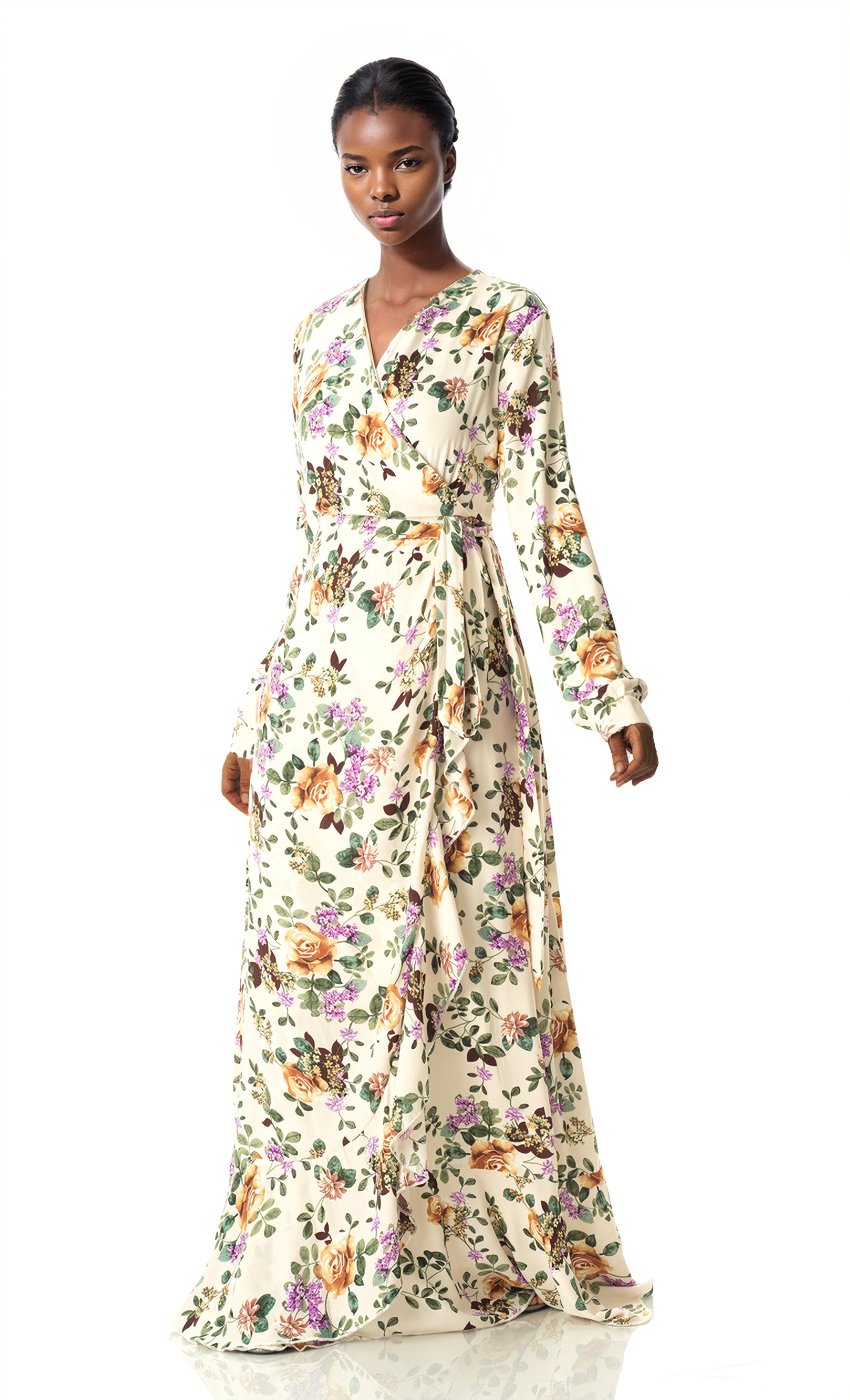 Dalila floral print wrapped maxi dress Kabayare