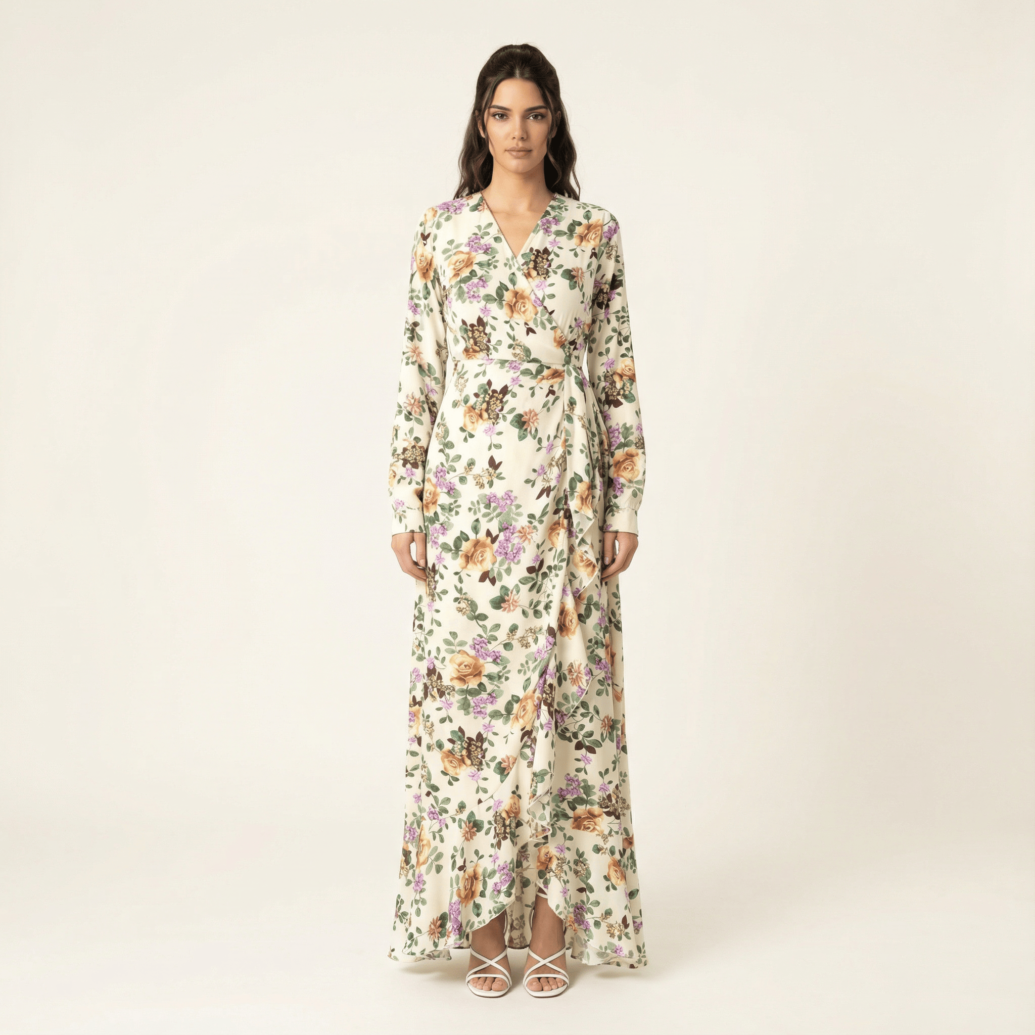 Dalila floral print wrapped maxi dress Kabayare