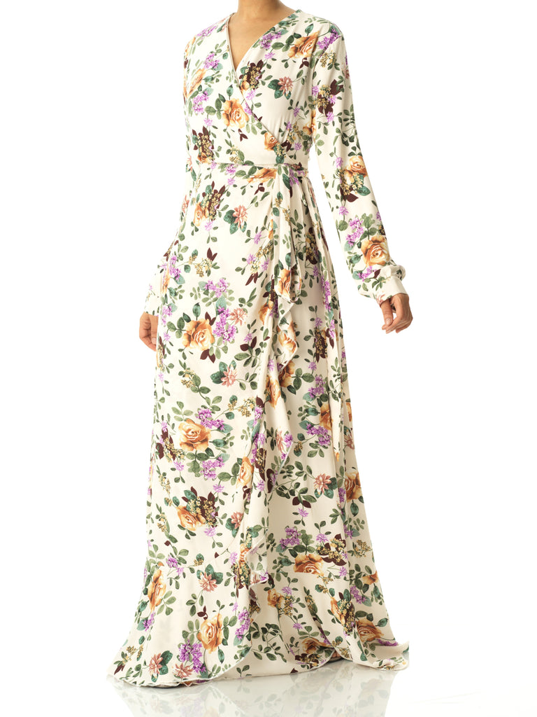 Dalila floral print wrapped maxi dress Kabayare