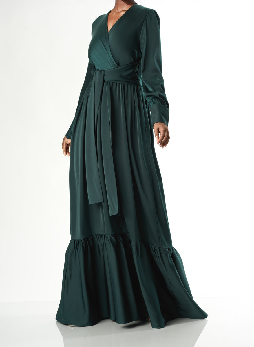 Dancing With You pretty satin Long sleeve Maxi dress
