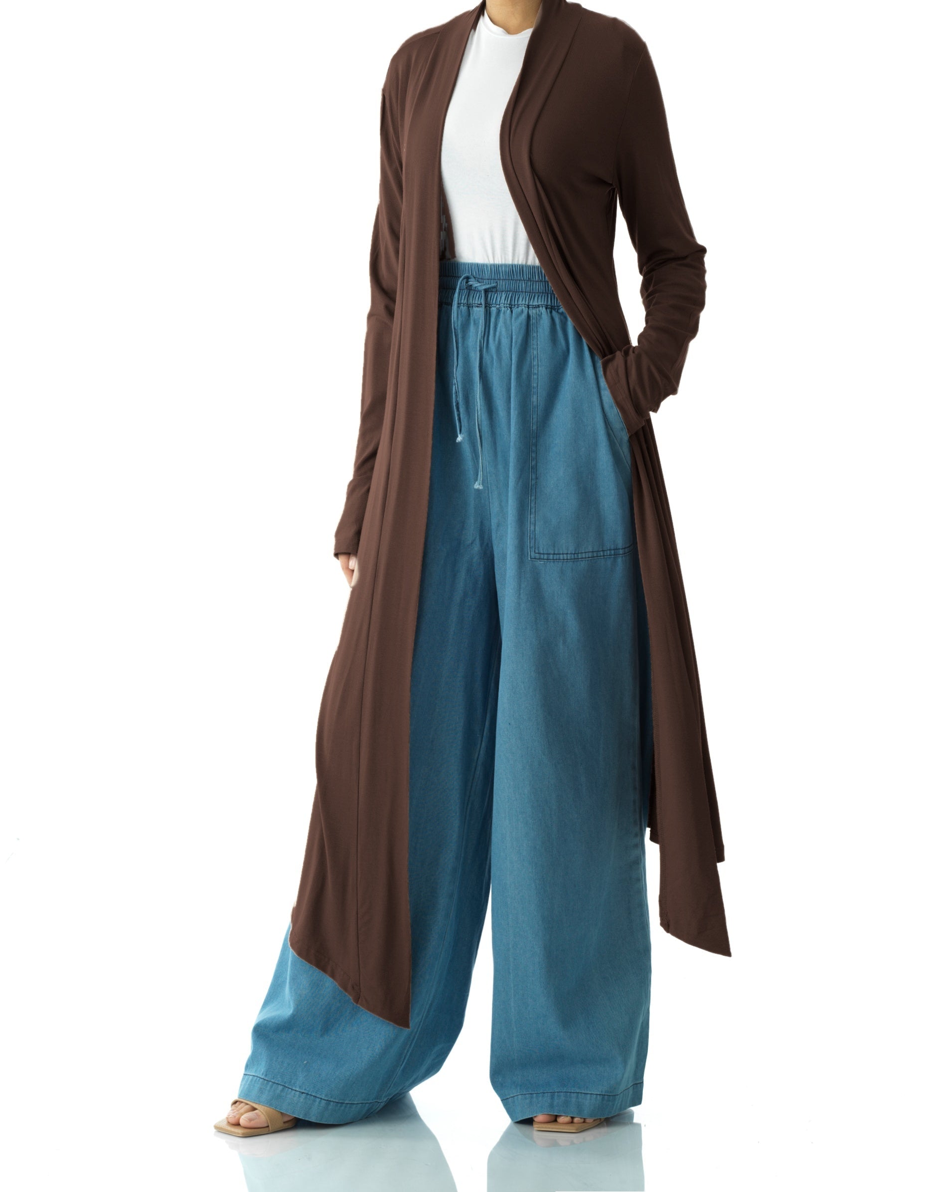 Dark Brown Super Soft Amira Jersey Cardigan Kabayare