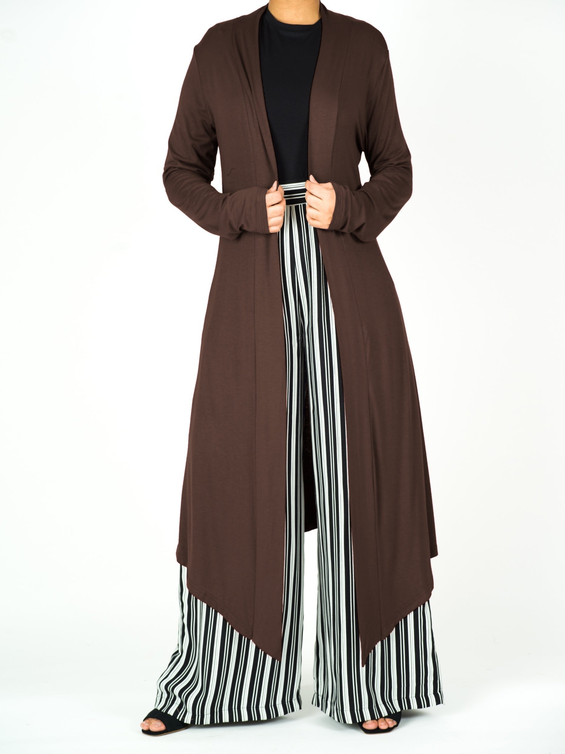 Dark Brown Super Soft Amira Jersey Cardigan Kabayare