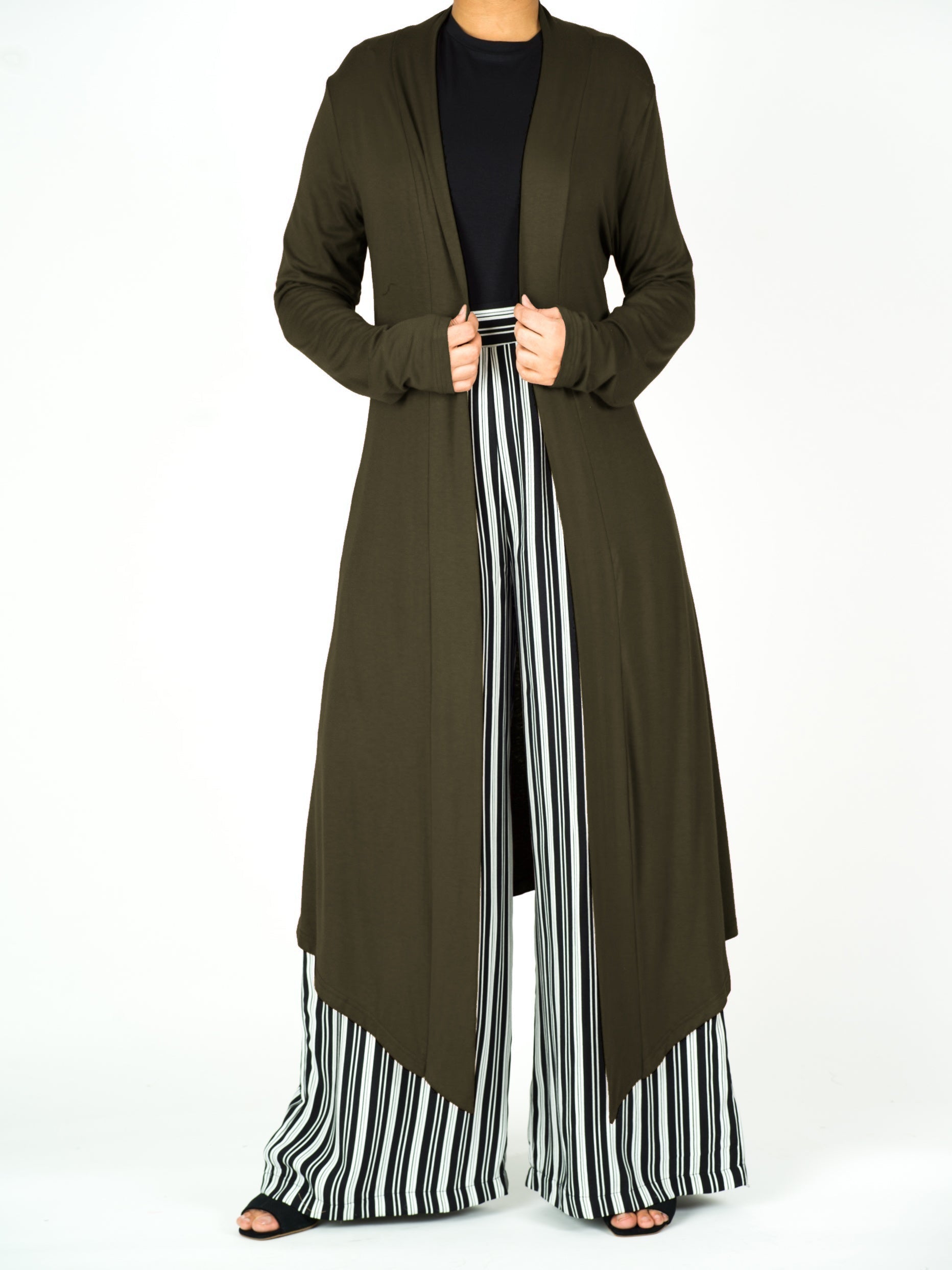 Dark Olive Super Soft Amira Jersey Cardigan Kabayare