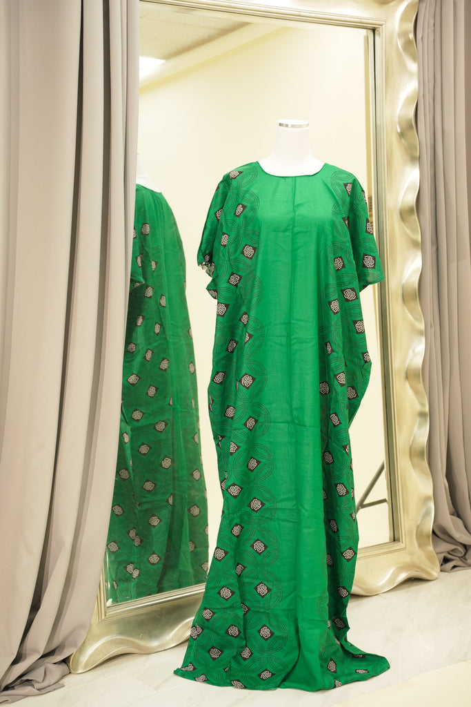 Deep Green Marwa print bati dress Kabayare