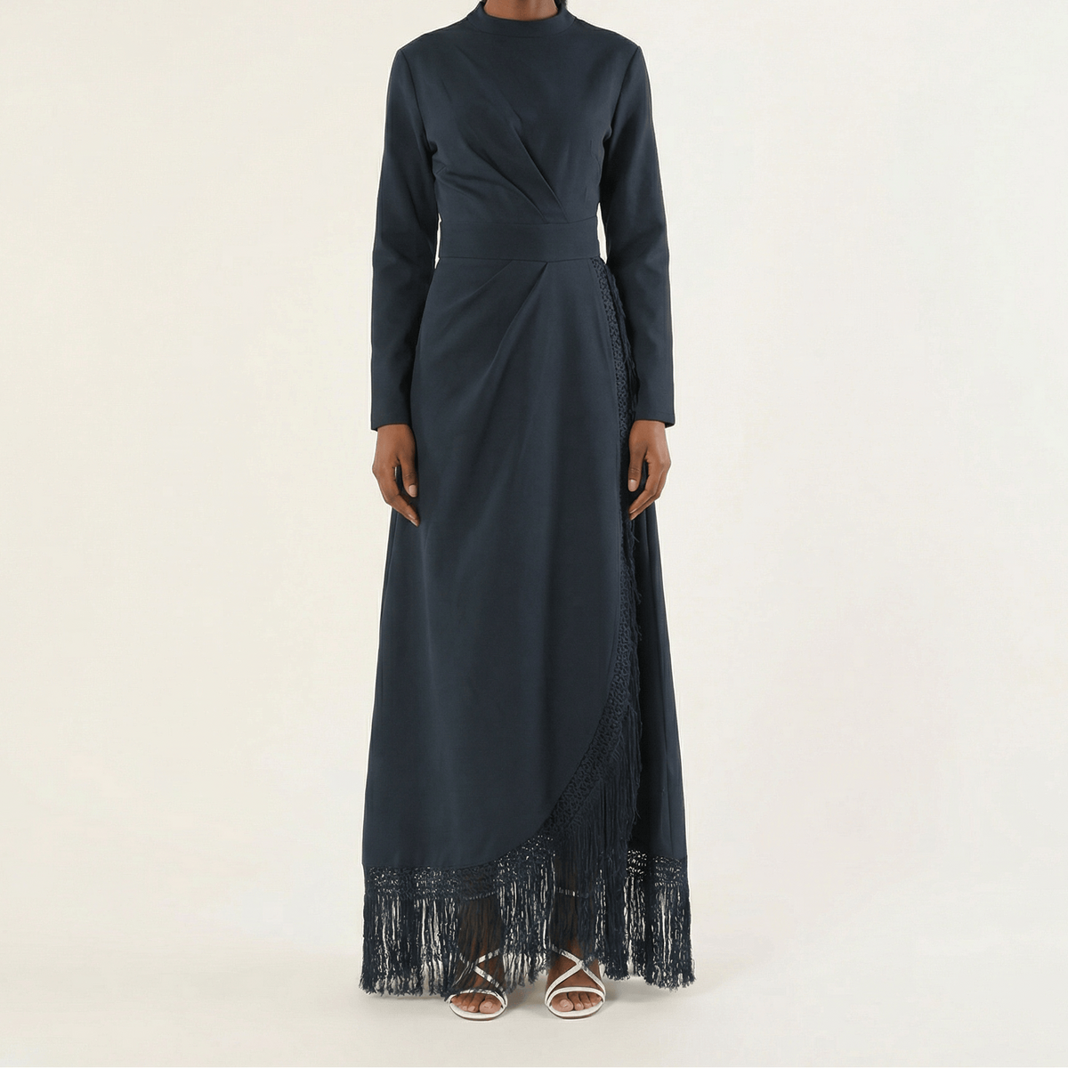 Deep Navy Fringe queen maxi dress Kabayare