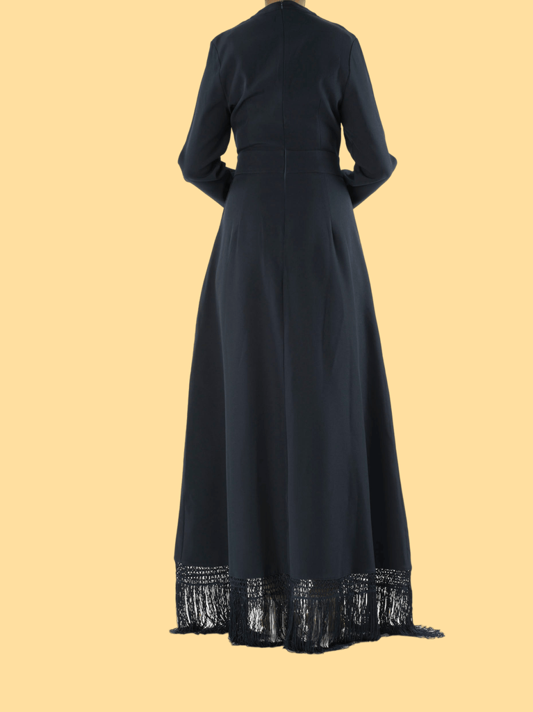 Deep Navy Fringe queen maxi dress Kabayare
