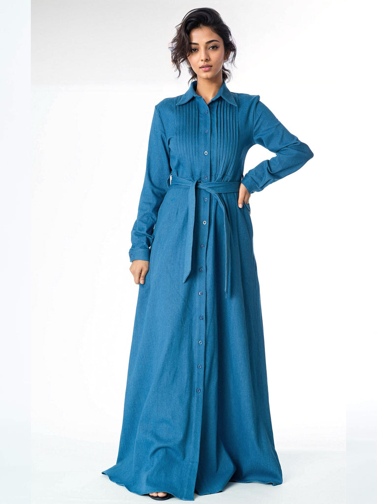 Denim button down maxi dress Kabayare