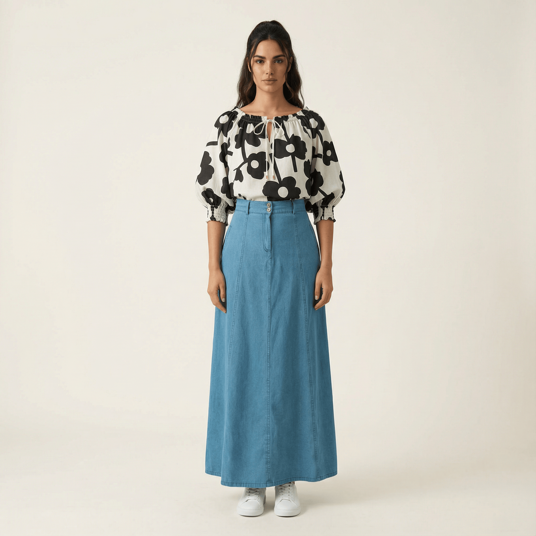 Denim Maxi Skirt Kabayare