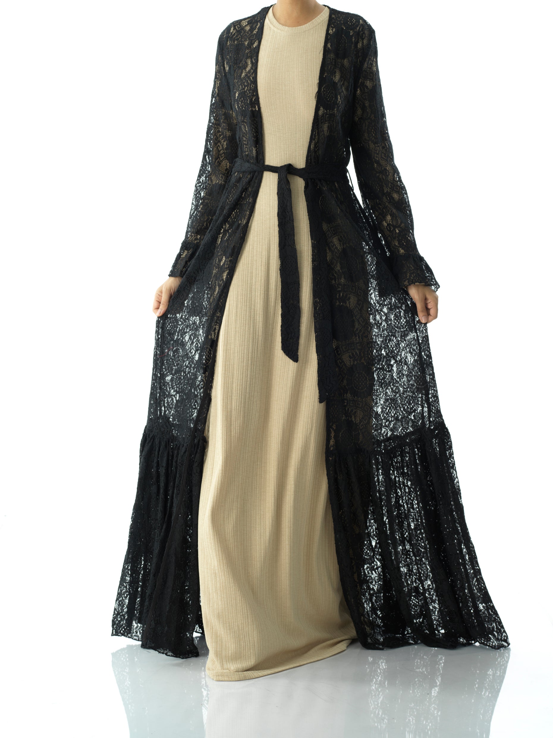 Ruffle long cardigan discount