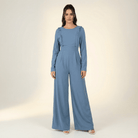 Dusty Blue ruffles modest jumpsuit Kabayare