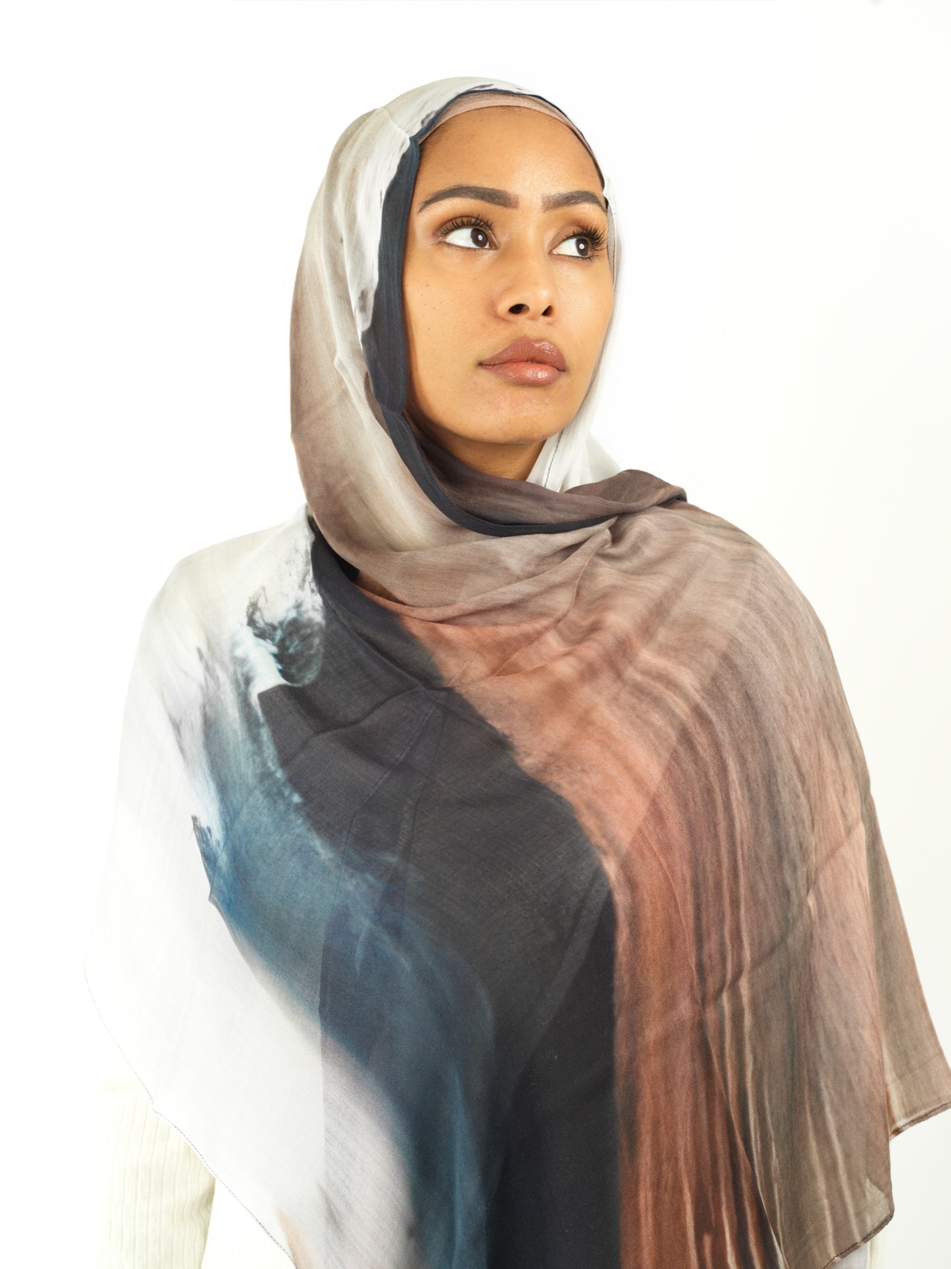 Earthy art modal print hijab Kabayare
