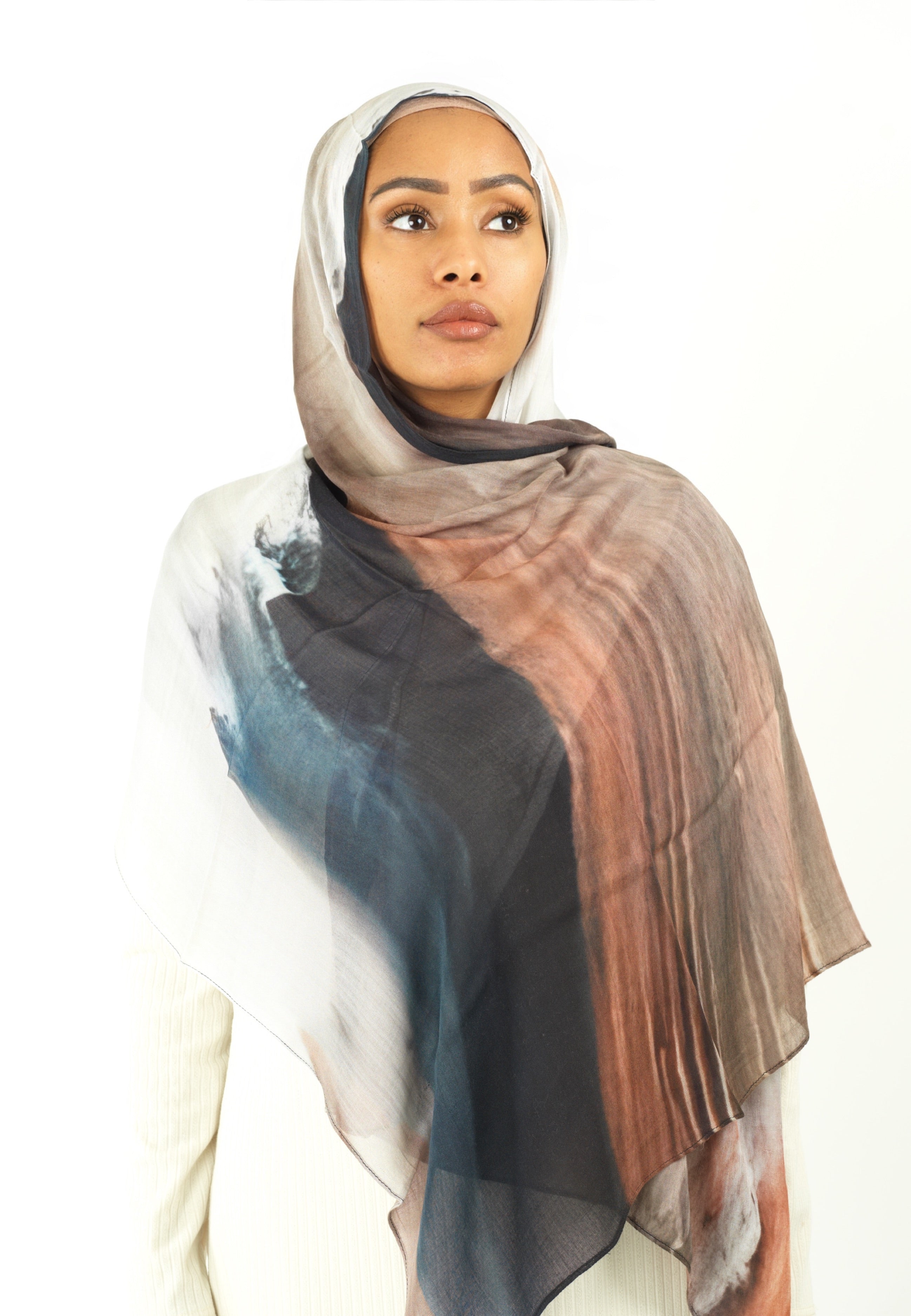 Earthy art modal print hijab Kabayare