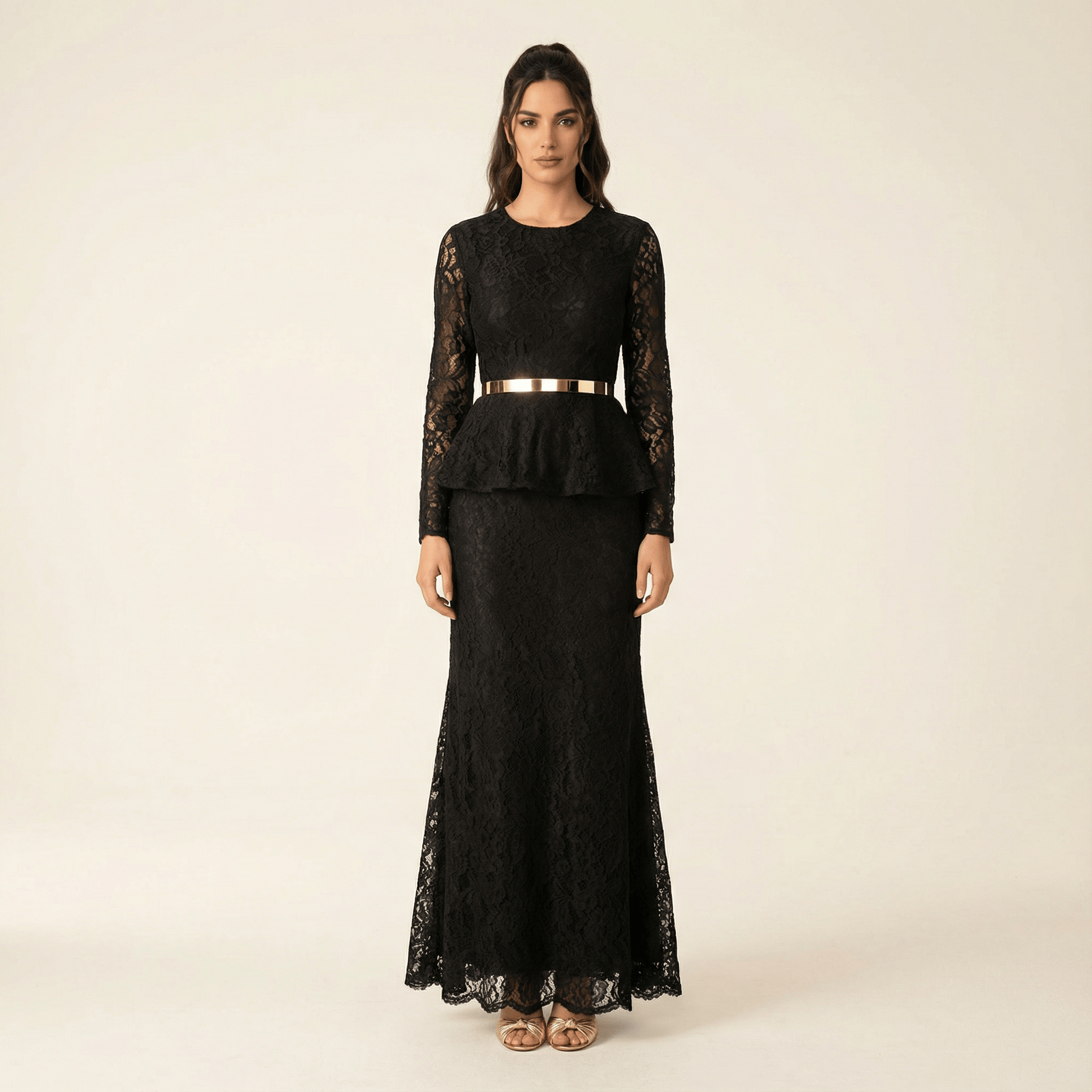 Elegant Lace peplum Dress Kabayare