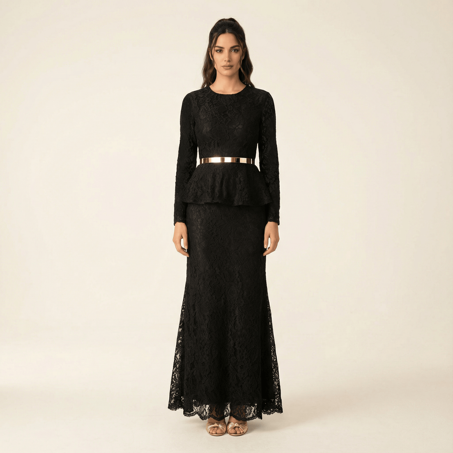 Elegant Lace Peplum Dress | Dress