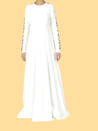 embroidery detail sleeve modest dress Kabayare
