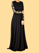 embroidery detail sleeve modest dress Kabayare