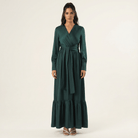 Emerald Dancing With You pretty satin Long sleeve Maxi dress Kabayare