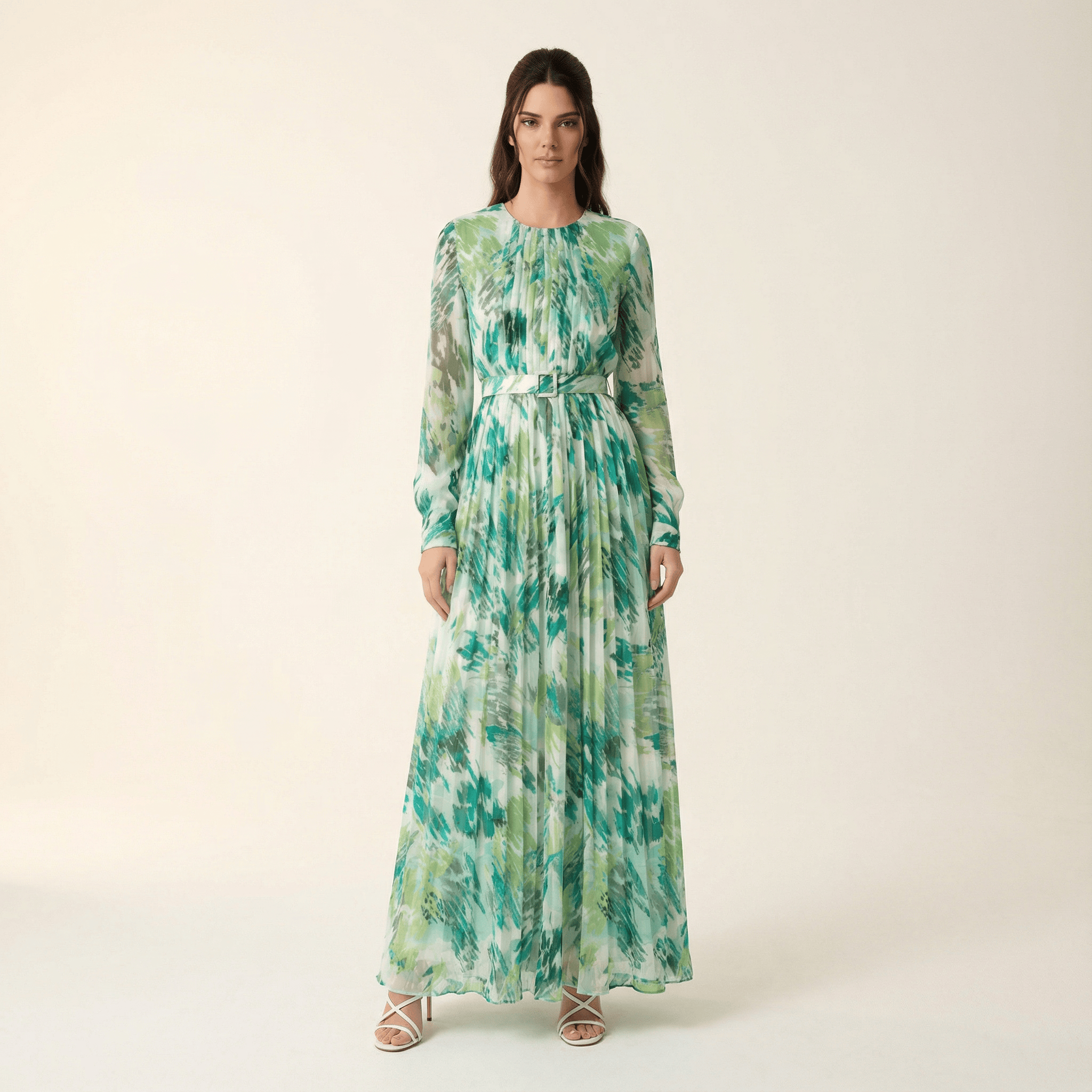 Fardowsa Abstract print silk chiffon shimmer Kabayare