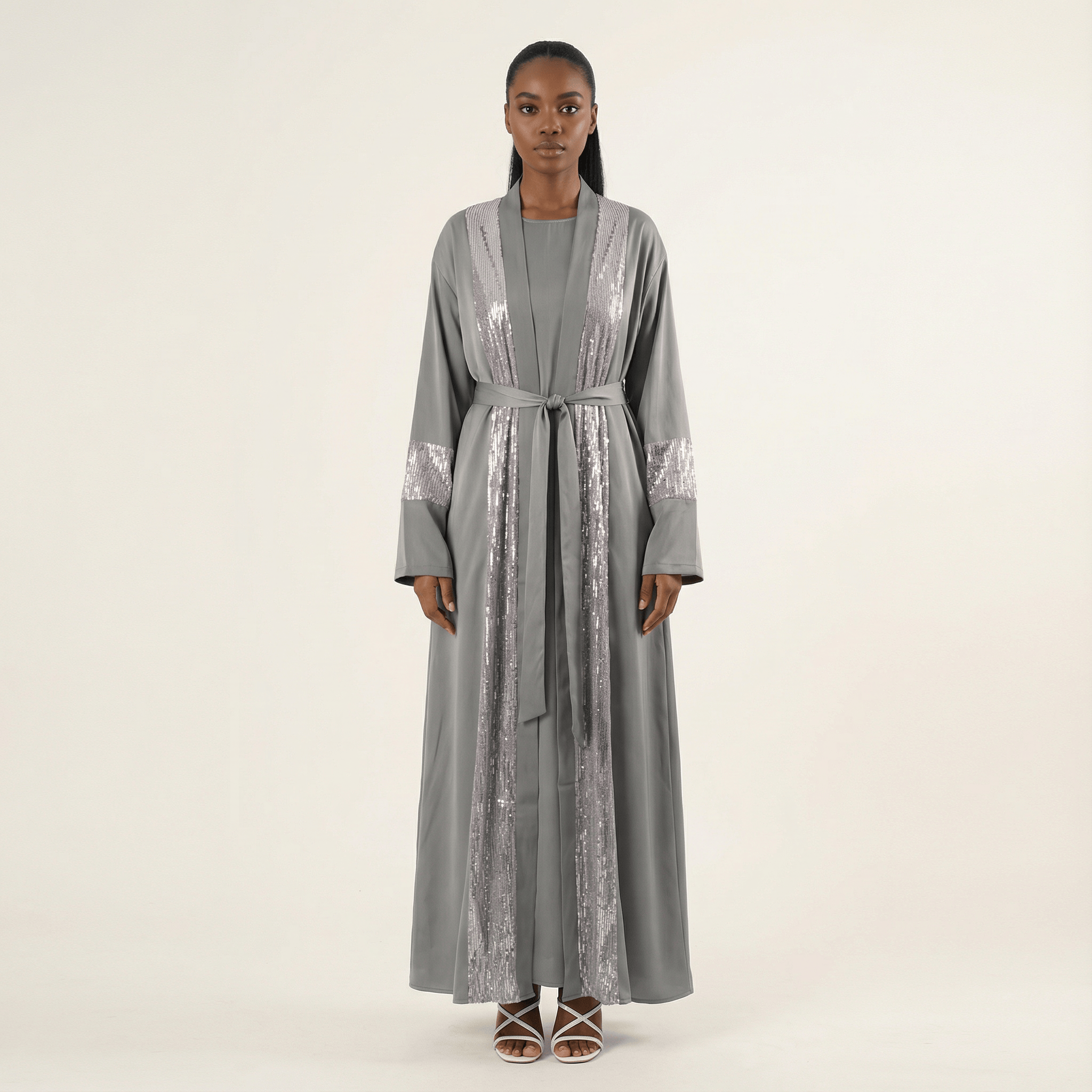 Gray Pretty Malika sequin satin Kabayare