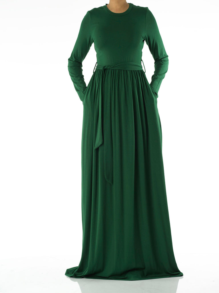 Green Cotton Candy Jersey Maxi  Dress Kabayare