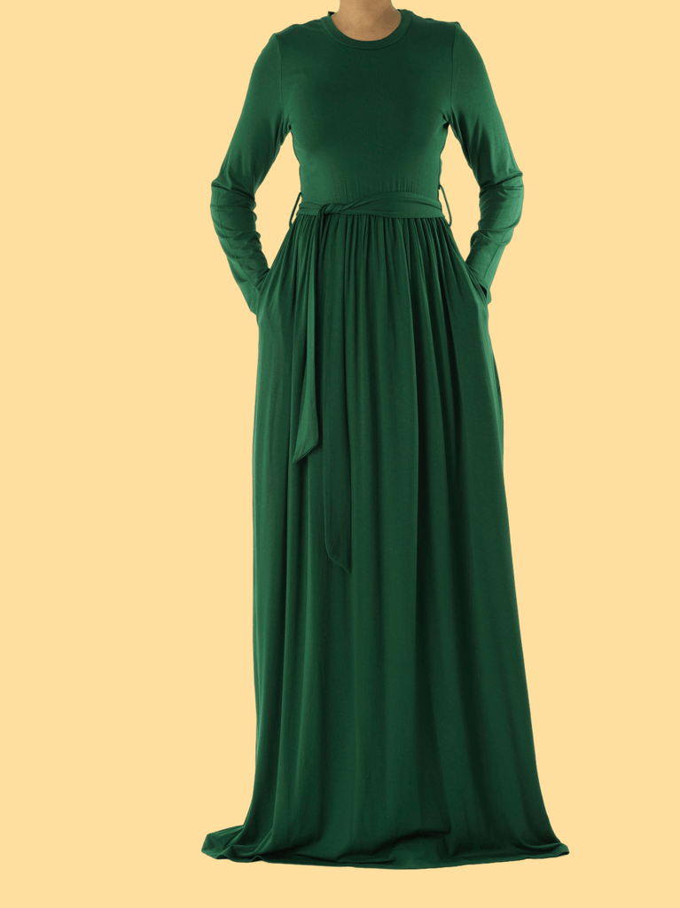 Green Cotton Candy Jersey Maxi  Dress Kabayare