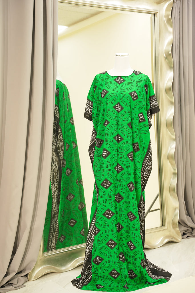 Green Shash print bati dress Kabayare