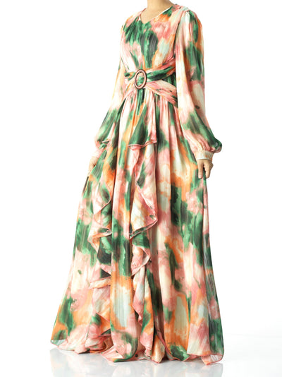 Hanaan dreamy abstract print modest dress