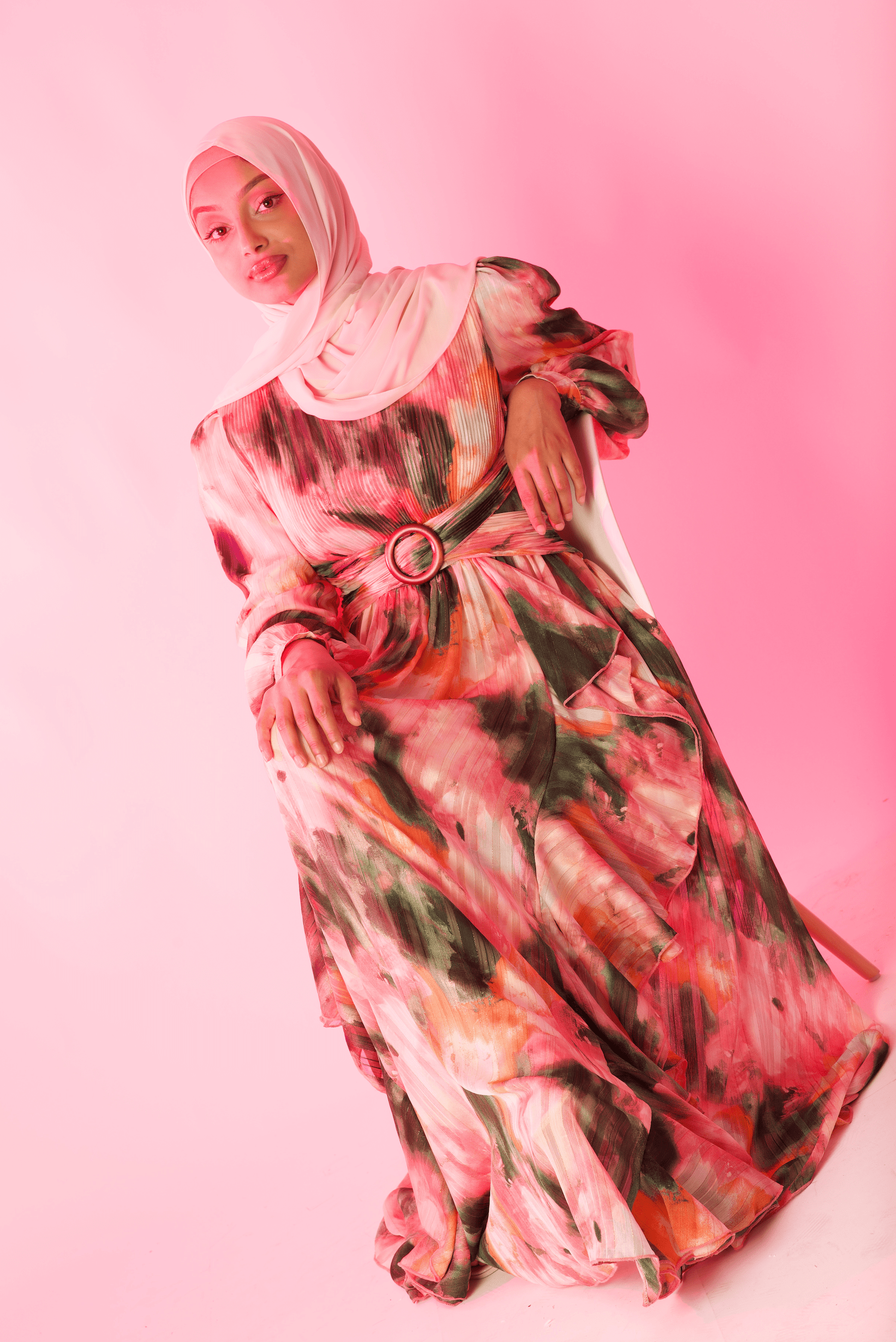 Hanaan dreamy abstract print modest dress Kabayare