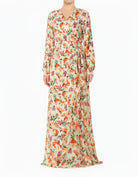 Amina Wrapped Satin Modest Dress