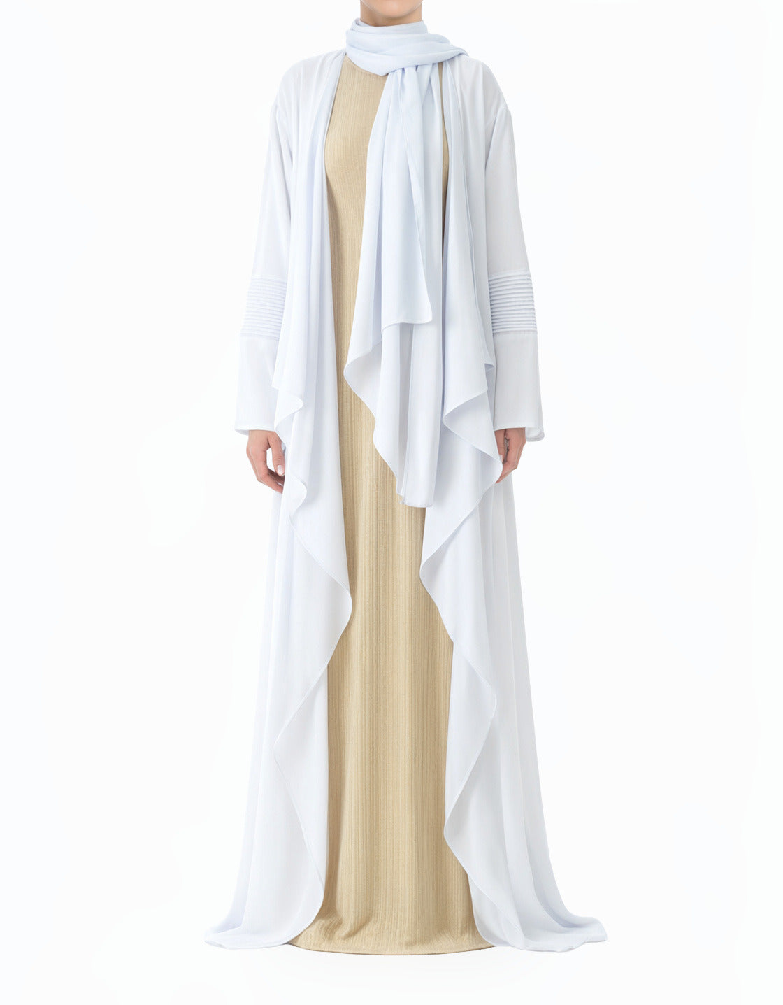 Icey White Abaya set Angelina draped