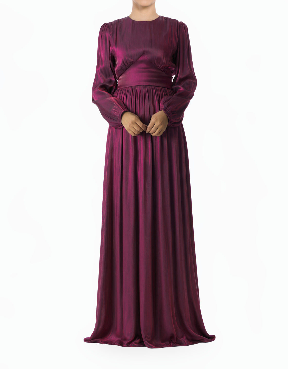 Eggplant Arianna Shimmer and Fancy Modest Maxi Dress