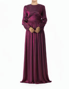 Eggplant Arianna Shimmer and Fancy Modest Maxi Dress