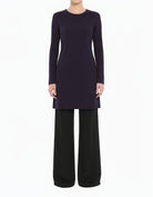 Navy Blue Basic Modest Long Sleeve Cotton Midi Top