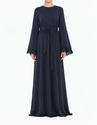 Navy Modest maxi dress Be captivated in tassel