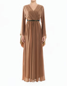 Mocha Bell Sleeve Ballerina Modest Maxi Dress