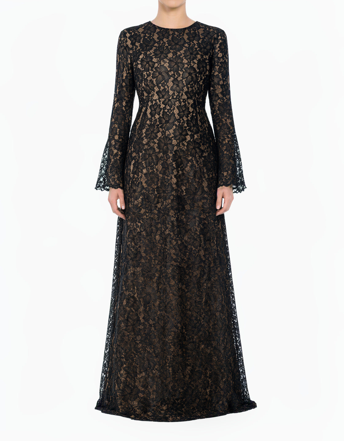 Black Bella Bell Sleeve Lace Modest Maxi Dress