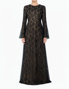 Black Bella Bell Sleeve Lace Modest Maxi Dress