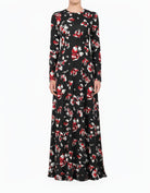 Henna Night Red Lily Floral A-Line Modest Dress