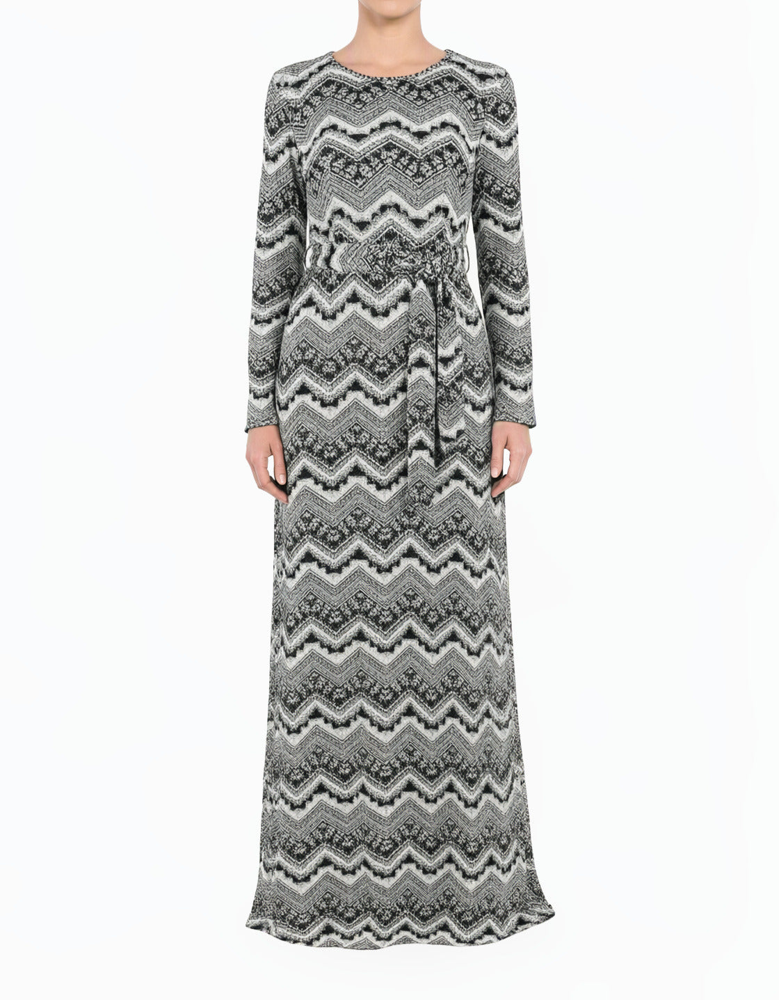 Black and White Pattern Modest Maxi Dress