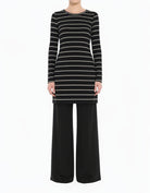 Black Cotton-striped midi top