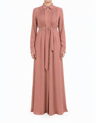 Crepe Button Modest Maxi Dress