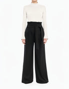 Black high waist pleats modest trousers