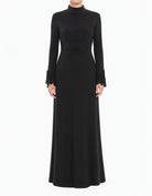 Black Lace Floral Bell Sleeve Modest Dress