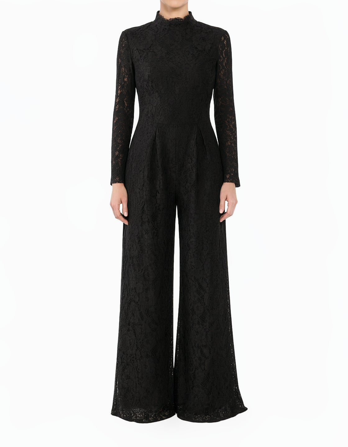 Black Lace long sleeve modest JUMPSUITS