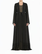 Black Maxi cardigan abaya Effortlessly chic fringe