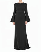 Black Modest Bell Sleeve Pencil Dress